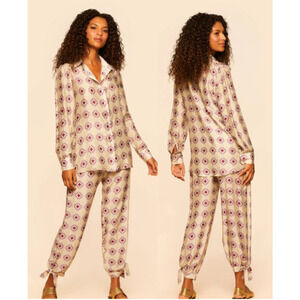 Cia Maritima Silk 2 Piece Cover-Up Set Shirt and Pants Vera Cruz Womens Size M